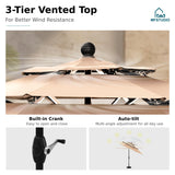 MFSTUDIO 5pc Outdoor Patio Dining Set with Umbrella, Rattan Chairs