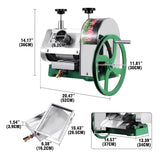 H-YEEU Manual Sugar Cane Juicer Machine, Stainless Steel Sugar Cane Juicer Press with 3 Rollers, 2 Inch Large Inlet, 110 LBS/H Output, Hand Crank Sugar Cane Squeezer for Home & Commercial Shop Use