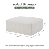 Gericco 113" Modular Sectional Couch, Cloud Boneless Sofa with Deep Seats, Upholstered Corduroy Square Stuffed Pouf, 2 Pcs 40 * 31 Inch Furry & Fluffy Movable Foot Stool for Living Room, Beige