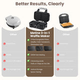 Upgraded 3-in-1 Belgian Waffle Maker 1200W, Breakfast Sandwich Maker & Waffle Iron with Removable Nonstick Plates, 5-Gear Temperature Control