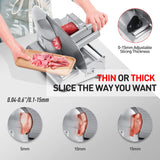 Meat Slicer, Techwood 200W Electric Food Slicer with Removable 9” Stainless Steel Blade, Deli Fruit Vegetable Cutter with Adjustable Knob for Thickness, Food Carriage & Non-Slip Feet, Double Blade