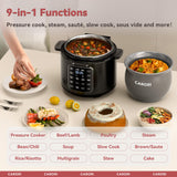 CARORI 9-in-1 Electric Pressure Cooker 6 Qt, Dual Inner Pots, Stainless Steel Pot and Non-Stick Pot, 12 Preset Cooking Programs with IMD Touchscreen, Safe Vent, Slow Cook, Rice Cook, Steam, Black