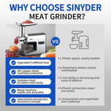 Electric Meat Grinder,3000 Max Stainless Steel Meat Mincer with 2 Blades,3 Grinding Plates,Food Pusher,Meat Claw,Sausage Stuffer Tubes & Kubbe Kit for Home & Kitchen Using