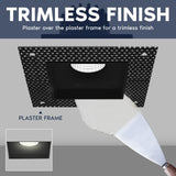LUXRITE 1-Head Regressed Trimless Gimbal LED Recessed Spotlight, 360°+15° Swivel Rotation, 5CCT 2700K-5000K, CRI90, 15W, 1000 Lumens, 60° Beam, Square Black, Dual Dimmable, IC & Wet Rated (4 Pack)
