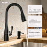 Moen Essie Spot Resist Stainless MotionSense Wave One-Handle Touchless Kitchen Faucet with Pulldown Sprayer and Soap Dispenser, 87014EWSRS