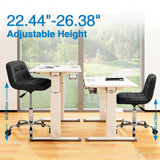 Rolling Stool Chair with Wheels, Height Adjustable Stool with Back Support, Office Drafting Chair with PU Leather Cushion