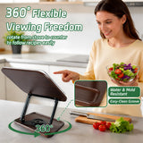 Siyoriot Book Stand for Desk, 360° Rotating Cookbook Holder for Hands-Free Reading Recipe Book Holder with Page Clips, Adjustable Height for Textbooks, Comics, Sheet Music