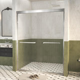 Shower Doors Glass Sliding,Semi-Frameless,1/4" Inch Sgcc Tempered Glass,Stainless Steel Pull Handle,Tempered Glass,Easy to Clean,Matte Black (Brushed Nickel, 60" W x 72" H)