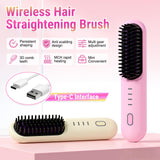 2026 Upgraded Cordless Straightening Brush with 30s Fast Heat, 4 Temperature Settings, Ionic & Ceramic Care, 4000mAh USB-C Rechargeable for Frizz-Free Styling (Beige)