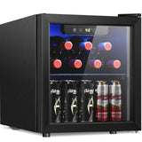 Wine Cooler, 12 Bottle/48 Can Beverage Refrigerator, Mini Fridge Glass Door with Adjustable Shelves Electactic