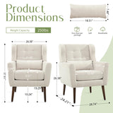 cinkehome Accent Arm Chairs for Living Room, Chenille Upholstered Mordern Armchair, Comfy Soft Padded Lounge Chair in Small Spaces, Bedroom, Pillow, Solid Wood Leg, Beige