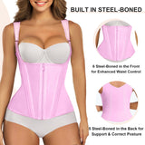 SHAPERX Waist Trainer Corset for Women Tummy Control Sport Girdle Hourglass Waist Cincher Body Shaper with Steel Boned,SZ7293-Pink-L