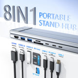 Laptop Docking Station Stand, 8 in 1 USB C Hub HDMI Portable Laptop Stand with USB Ports, USB