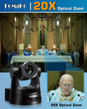FoMaKo PTZ Camera HDMI, AI Auto-Tracking Gen 3, 20x Optical Zoom