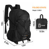 Goloni 45L Hiking Backpack Lightweight Foldable, Waterproof Camping Backpack with Rain Cover & Hiking Pole Mat Carrying System, Ergonomic Water Resistant Daypack for Trekking Travel Men Women,Black