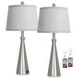 Rinweey 28" Silver Touch Table Lamps Set of 2 with USB A+C Ports, 3-Way Dimmable Bedroom Lamps for Night Stands, Tall Modern Living Room Lamps for End Tables (2 LED Bulbs Included)