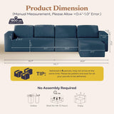 Furnify 136" Modular Sectional Couch Left/Right Facing Convertible, L-Shape Modern Teddy Sofa, Deep Seat Upholstered Foam Couch for Living Room Bedroom, No Assembly Required (Blue, Teddy Boucle)
