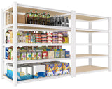 PrimeZone 2 Packs 36" W x 16" D x 72" H Closet Storage Shelves - 5 Tier White Metal Connector Shelving, Adjustable Heavy Duty Garage Shelves, Utility Rack Organizer Shelf for Kitchen Pantry Garage