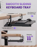 Zontera Ergonomic Mouse & Keyboard Tray Under Desk, 20x11.8 in Board, Black