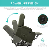Best Choice Products Modern Linen Electric Power Lift Chair, Recliner Massage Chair, Adjustable Furniture for Back, Legs w/ 3 Positions, USB Port, Heat, Cupholders, Easy-to-Reach Button - Olive