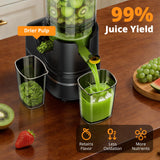 AIRMSEN Juicer Machines, 5.8" Feed Chute Cold Press Juicer for Whole Fruit and Vegetable, 2.2 qt Auto-Feed Time-Saver, 7+1-Stage New Upgraded Auger Slow Masticating High Yield, Easy to Clean Black