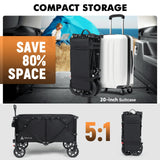Collapsible Wagon 330LBS Capacity, 200L Extra Large Wagons Carts Foldable, Heavy Duty Folding Wagons, Black