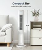 Exnos Portable Evaporative Air Cooler, 3-in-1 Cooling Fans that Blow Cold Air With 3L Water Tank, 38'' Tower Fan for Bedroom, Office with 3 Speeds, 12H Timer, Oscillation, 2 Ice Packs