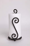 RTZEN Matte Black Paper Towel Holder Countertop - Decorative Farmhouse Paper Towel Roll Holder - Rustic Metal Modern Stand for Kitchen or Bathroom (Swirl)