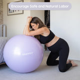 BABYGO Birthing Ball - Pregnancy Yoga Labor & Exercise Ball & Book Set Trimester Targeting, Maternity Physio, Birth & Recovery Plan Included Anti Burst Eco Friendly (Lavender, 75cm - Electric)