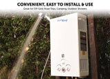 Flame King Portable Tankless Water Heater Propane Gas 10L 2.64 GPM at 68,000 BTU, Outdoor Instant Hot Water Shower for RV, Camping, Farm, Cabins