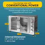 Elite Gourmet ETO4510B French Door 47.5Qt, 18-Slice Convection Oven 4-Control Knobs, Bake Broil Toast Rotisserie Keep Warm, Includes 2 x 14" Pizza Racks, Stainless Steel