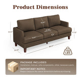 Gericco Mid Century Modern 89" 3-Seater Couch for Living Room, Brown