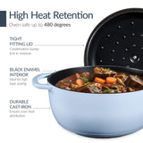 Best Choice Products Non-Stick Pot & Pan Cookware Set, Cast Iron, 2Qt Skillet W/Lid, 10" Grill Or Griddle Pan W/Press, 6Qt Enameled Dutch Oven