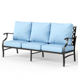 MIXPATIO, 3-Seat Outdoor Patio Sofa, Metal Frame, Blue