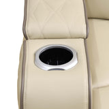 MOOLSUN Living Room Furniture Set Faux Leather Recliner Sofa Set Furniture with Charging/Storage/LED Reclining for Home Theater/Office（C-Beige Leather,Loveseat）