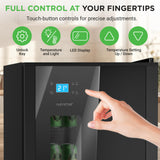 Nutrichef Beer Fridge 108 Can Capacity | Freestanding Beverage Refrigerator with Glass Door for Beer & Soda | Adjustable Temperature 21°F to 64°F | Adjustable Shelves | 19 x 17 x 33 IN | Black