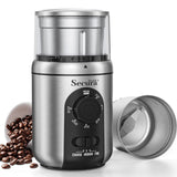 Secura Brands Electric Coffee Grinder for Coffee Beans, Spices, Herbs Adjustable Coarse to Fine Setting for 12 Cup Capacity with 1 Removable Stainless Steel Bowl, Ideal for Home Use, RV