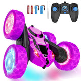 Hamdol Remote Control Car for Kids, Stunt RC Cars with Cool Wheel Lights, Double-Sided Driving, 360-degree Rotation Boys & Girls Toys for Ages 6 7 8 9 10-12 Kids, Valentines, Birthday Idea