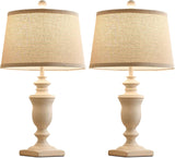 SAIWEYA 23" Farmhouse Table Lamps Set of 2, 3 Way Dimmable Lamps with 2 LED Bulbs and Rocker Switch, Vintage Nightstand Lamp for Bedroom Living Room Office End Table Entryway, White