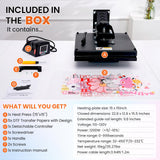 Whubefy Heat Press 15x15 Slide Out, Industrial-Quality Clamshell Sublimation Heat Transfer Machine
