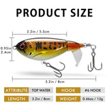 TRUSCEND Popobait Easy Catch Fishing Lures with BKK Hooks, Instant Startup, Longer Cast, Balanced Spray/Sound/Swim, Plopper Topwater Lures for Bass, Trout, Pike, Freshwater Saltwater Fishing Teasers