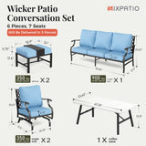 MIXPATIO 6-Piece Patio Conversation Set, Rocking Chairs, Coffee Table, Blue