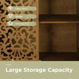 MFSTUDIO Brown Carved Cabinet, Entryway Buffet Cabinet with Storage