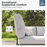 MFSTUDIO 8-Seat Metal Patio Sofa Sectional Set with Gray Cushions