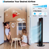 Deluxe 48" Electric Oscillating Tower Fan with Remote, Black Simple Deluxe