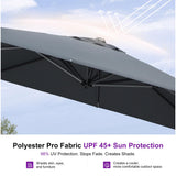 PURPLE LEAF Cantilever Umbrella 9' x 11.5' Rectangle 360° Rotation Grey