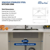 Sarlai 33 Black Kitchen Sink Drop In - 33" x 22" Kitchen Sink Drop In Workstation Topmount Gunmetal Black Stainless Steel 16 Gauge Single Bowl Over Counter Sinks Basin
