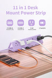 SMALLRT Purple Desk Clamp Power Strip with 6.5 FT Extension Cord, PD 40W USB-C Fast Charging Ports, 5 AC Outlets 4 USB-C 2 USB-A, Fits 2.1 inch Table Edges