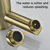 Automatic Touchless Bathroom Sink Faucet - Sensor Motion Activated No-Touch Brass Faucet with Adjustable Temperature Control Handle for Home Vanity, Commercial, and Office Use (Short, Gold)