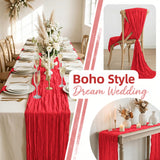 6 Pack Red Cheesecloth Table Runner 17x108 Inch 9FT Semi Sheer Boho Gauze Table Runners for Wedding Baby Shower Birthday Party Home Bridal Shower Event Decor